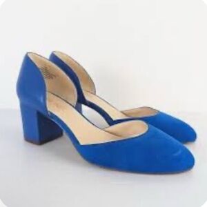 Blue Block Heel Women's Shoes